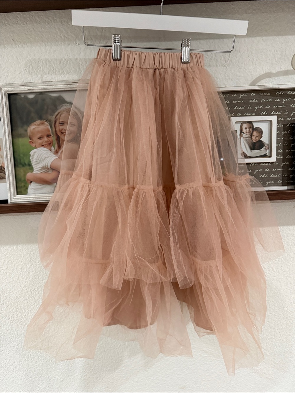 Joyfolie Peach Tulle Tiered Skirt for Kids